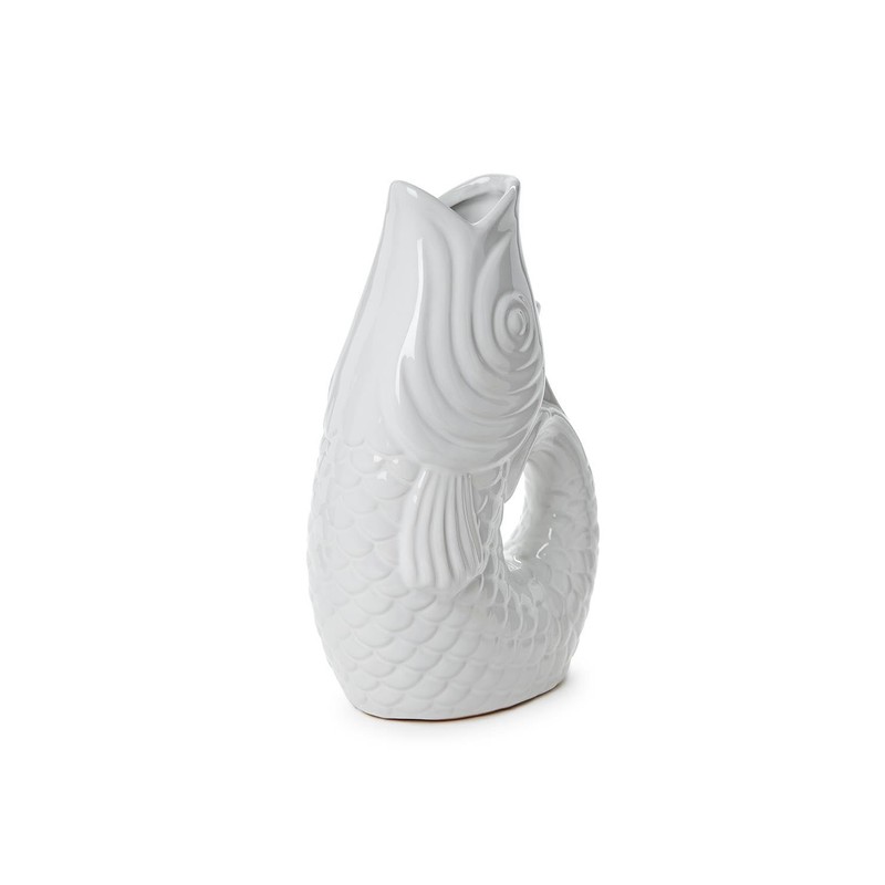Two's Company Large Fish Vase, 12-Inch, Ceramic, White