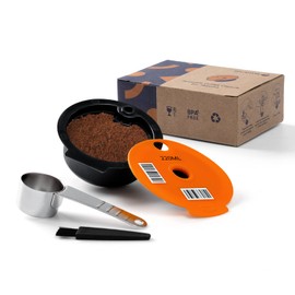 RECAFIMIL Capsulas tassimo reusable coffee compatible para tassimo Cápsula de repuesto recargable, filter de coffee para Tassimo (220 ml in orange + spoon)