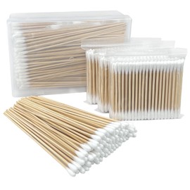 Garrelett 400 ct Organic Bamboo Cotton Swabs Set - 300 Double-Ended 3 Inch Swabs + 100 Long 6 Inch Swabs - Storage Case Included - Eco-Friendly Tips for Personal Care, Pets Care, Makeup