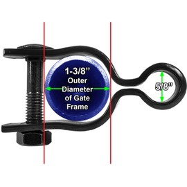 Black 1-3/8" X -5/8" Gate Frame Hinge w/Bolt and Nut - Powder Coated Pressed Steel - 2 Pack