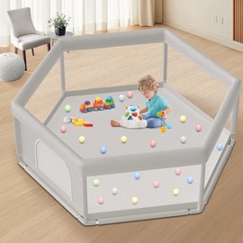Hiaksedt Large Baby Playpen 65x65 Inch, Play Pen for Babies and Toddlers Hexagonal Type Baby Play Yards for Indoor & Outdoor