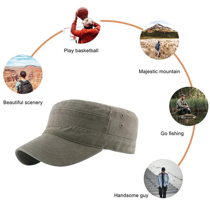 CheChury Military Style Robust Army Cap Men's Cap Military Cotton