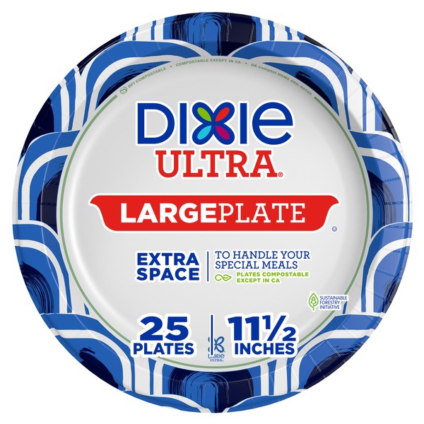 Dixie Ultra, Large Paper Plates, 11 Inch, 25 Count, 3X
