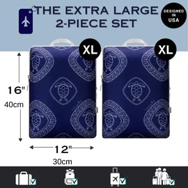 Extra Large Compression Packing Cubes for Checked Luggage, Lightweight Suitcase Organizers & Space Saver Bags - Travel Cubes for Packing - Travel Essentials - 2 Piece Set, X-Large - Blue Turtle