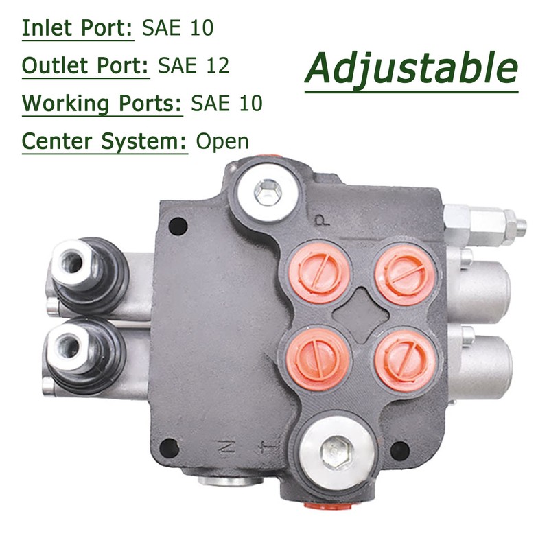 Timunr 2 Spool 21GPM Hydraulic Directional Control Valve, 3600PSI SAE