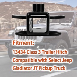 13434 Class 3 Trailer Hitch 2 Inch Receiver Compatible with Jeep Gladiator JT Pickup Truck 2020-2024 Fit for Ball Mount, Cargo Carrier, Bike Rack with Glossy Black Finish