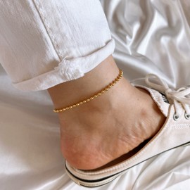 18k anklet 3mm ball chain rose gold (yellow gold) / 18k 발찌 3mm 볼 체인 로즈골드 은 골드（Yellow Gold）