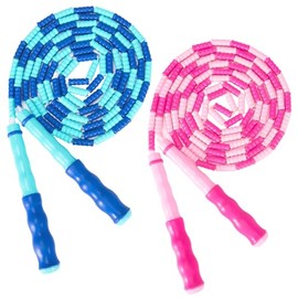 2 Pack Jump Rope for Kids, Adjustable Tangle-Free Soft Beaded Skipping Rope, Segmented Soft Beaded Skipping Rope, 9.2 FT Segmented Jumping Rope, Fitne
