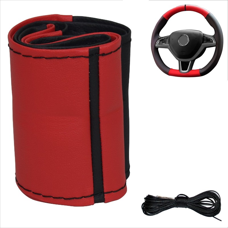 Xkeribom Steering Wheel Cover for Lacing Leather 37-38 cm 12