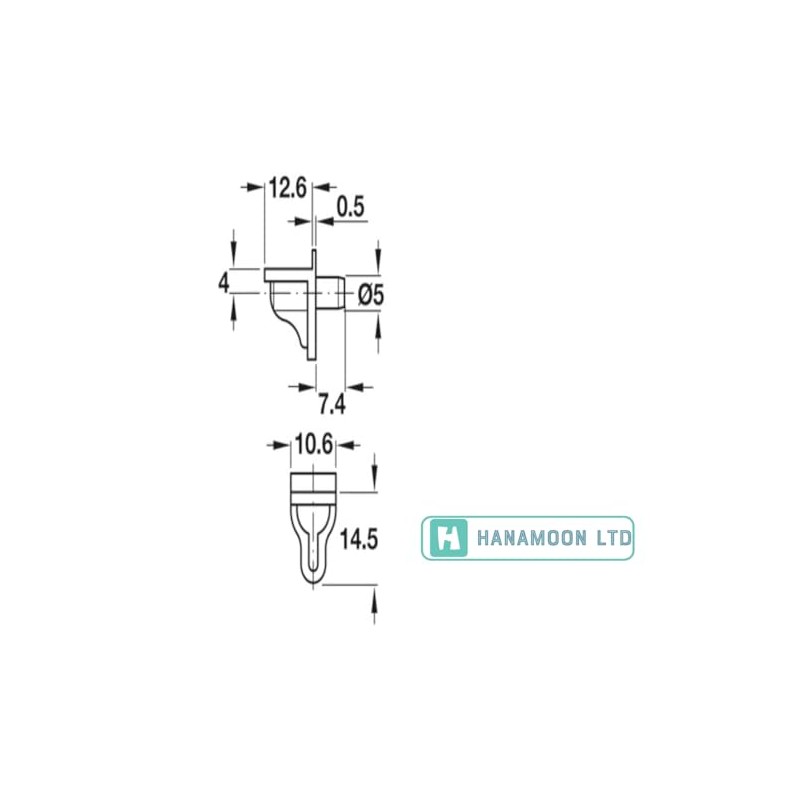 Pack of 12 Shelf Support Pegs - 5mm Clear Plastic