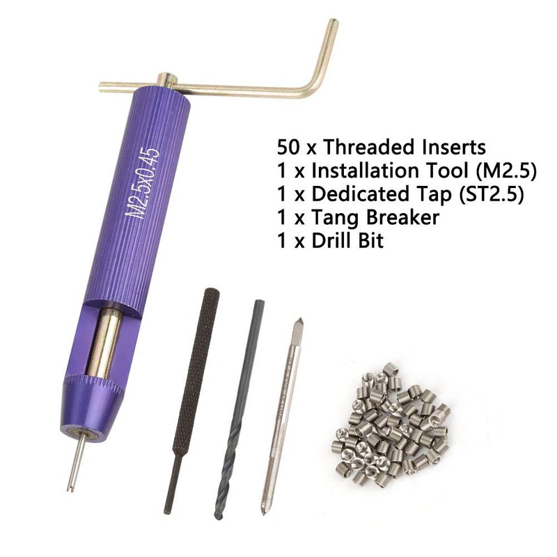 50pcs M2.5 x 2D Stainless Steel Helicoi Screw Thread Inserts