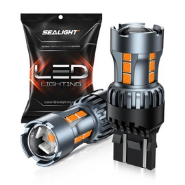 SEALIGHT 7443 7440 LED Bulb Amber Turn Signal Lights, T20 7441 7444 992 W21W LED Light Bulb with Projector Len and Need Extra Load Resistor, Includes Additional Decoders, Pack of 2