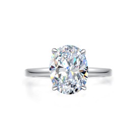 Oivley 3.5CT Oval Solitaire Engagement Ring, Women's Engagement Rings, 925 Sterling Silver Fake Diamond Ring Cubic Zirconia Engagement Ring18K White Gold Plated Oval Rings for Women-45