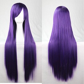 New 80cm Straight Sleek Long Full Hair Wigs w Side Bangs Cosplay Costume Womens, Silver