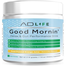 Project AD Life Good Morning Detox and Performance Drink, Naturally Flavored and Formulated with L-GLutamine, Apple Cider Vinegar, and Aloe Vera (24 Servings, Fresh Pressed Orange Juice)