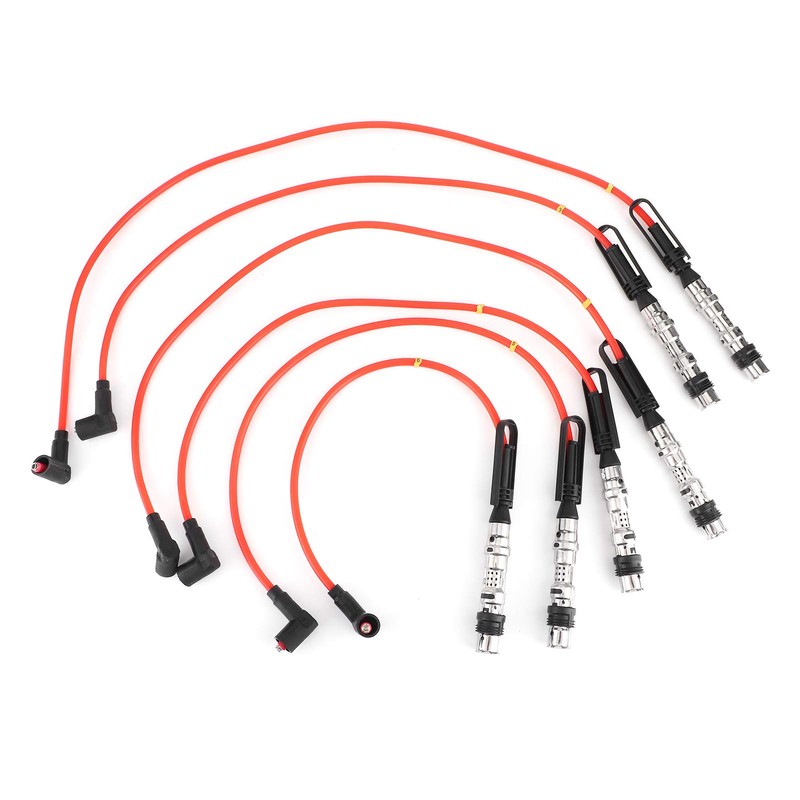 Spark Plug Wire, 6Pcs Red Ignition Cable Spark Wire Cord