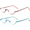 REAVEE 2 Pack Retro Designer Half Frame Reading Glasses for