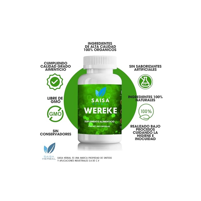 Wereke 100 Puro 100 Cpsulas de 400 mg Control de
