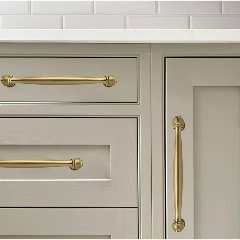 khtumeware 2 Pack 3-3/4 Inch(96mm) Brushed Brass Cabinet Pulls, Brushed