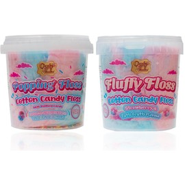 Candy Paradise Cotton Candy, Fluffy & Popping Floss Cotton Candy Floss (50g (Pack of 2), Popping + Fluffy (Strawberry & Tutti-Frutti))