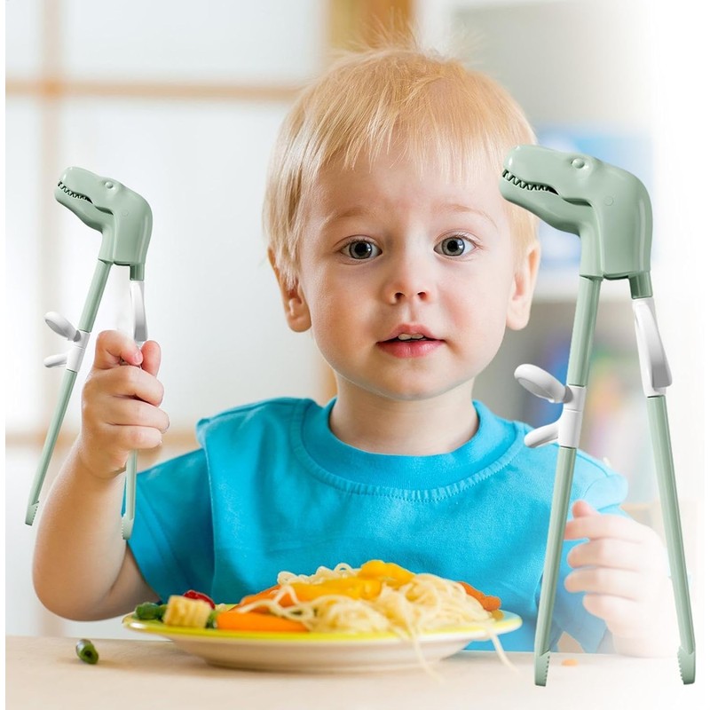Kids Training Chopsticks, Reusable Dinosaur Trainer Chopsticks Helper Set, Cute