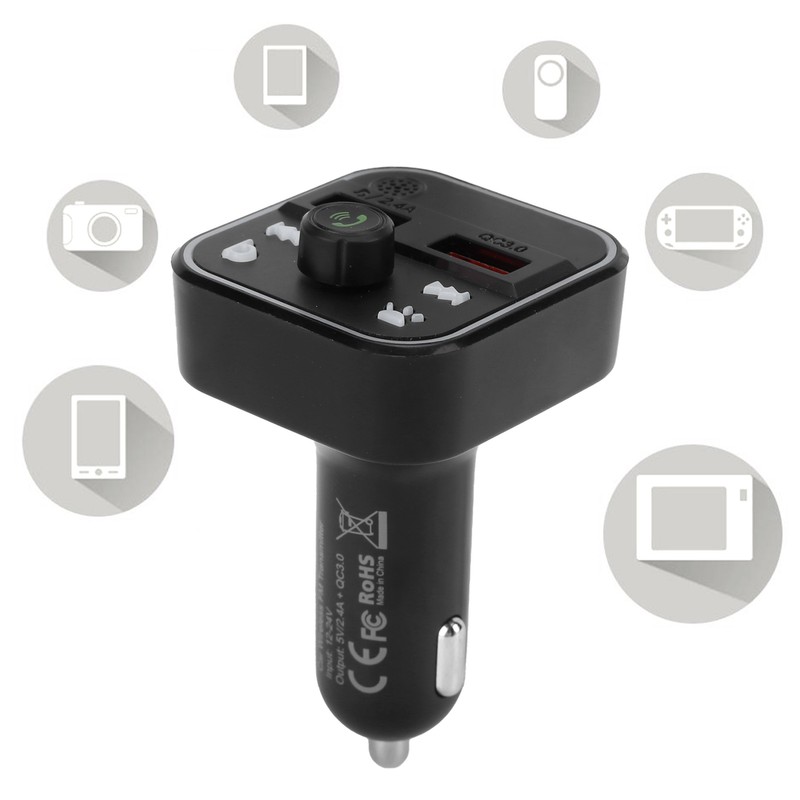 12-24V Bluetooth Car FM Transmitter MP3 Player QC3.0 Fast Charging