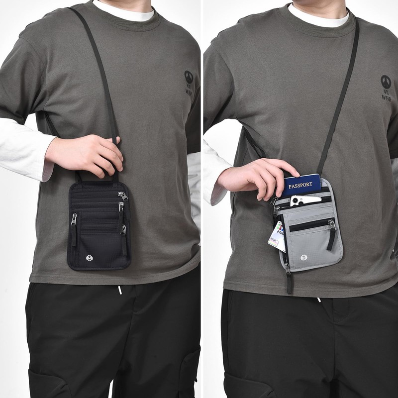 DOETYD RFID Blocking Neck Wallet with Passport Holder – Ultra-Thin