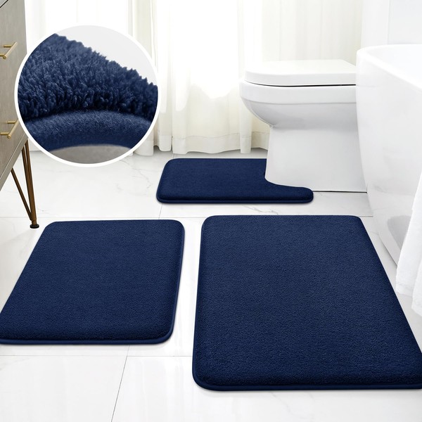 HOMEIDEAS Upgraded Bathroom Rugs Set 3 Piece, Extra Thick Absorbent