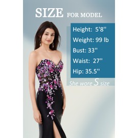 EZ2BUYEZ Off The Shoulder Formal Dress for Women 2025, Floral Embroidered V Neck Maxi Dress, Strapless, Front-Split Hem, Evening Party Gown, Black, Small