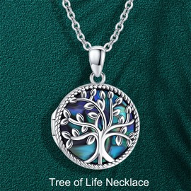 Locket for Opening Pictures, Tree of Life Locket Chain, 925 Sterling Silver Pendant, Amulet for Opening Pictures, Photo Amulet Necklace, Valentine's Day Ladies/Girls/Couples, Sterling Silver, No