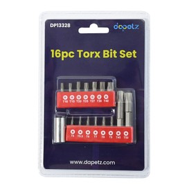 Dapetz ® 16 Piece Torx Bit Set for Maintenance Assembling Strong Corrosion Resistance, Security Tamperproof Star Bits Including Drive Adaptor