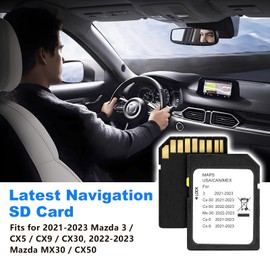 RVgolf Latest Version Navigation Car GPS SD Card Compatible with 2021-2023 Mazda 3 / CX5 / CX9 / CX30, 2022-2023 MX30 / CX50 GPS Map Card Sync Navigation System for USA/Canada/Mexico