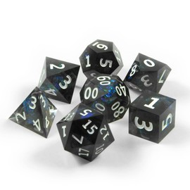 7 Polyhedral Resin Dice with Storage Box (Black/Blue)
