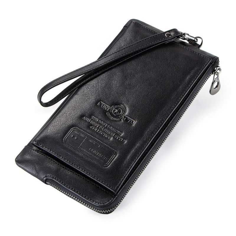 Contacts Herren echtes Leder Kreditkarte Reißverschluss Tasche Telefonhalter Clutch Geldbörse