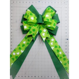 Tiedbyhand Shamrocks on Lime Green with Emerald Green St. Pats Day Bow
