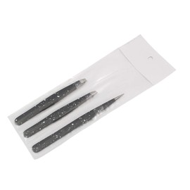 AAProTools Eyebrow Tweezer Set,3 Pcs Premium Stainless Steel Eyebrow Tweezers with Pouch,Tweezers Set with Slant, Straight and Pointed Tips - Precision Calibrated - (Black & White) A+ Quality