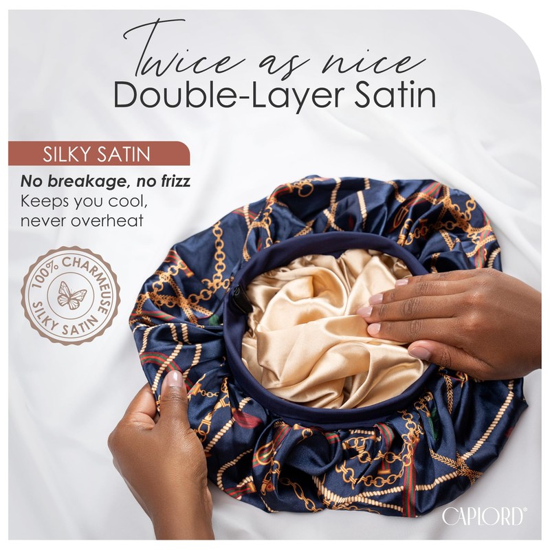 CAPLORD Silk Bonnet for Sleeping Satin Head Wear Hair Bonnets