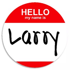 Kiwi Gifts Hello My Name Is Larry - 100 Pack Circle Stickers 3 Inch - Custom Nametag