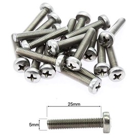M5 (5mm x 25mm) Phillips Pan Head Machine Screws - Stainless Steel A2 (Pack of 20) DIN 7985