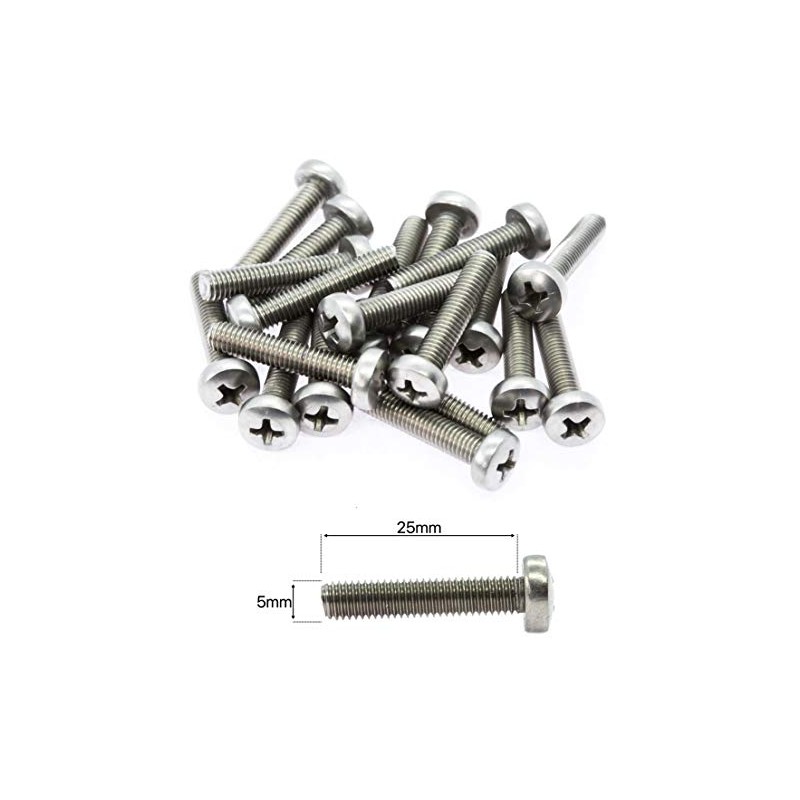 M5 (5mm x 25mm) Phillips Pan Head Machine Screws -