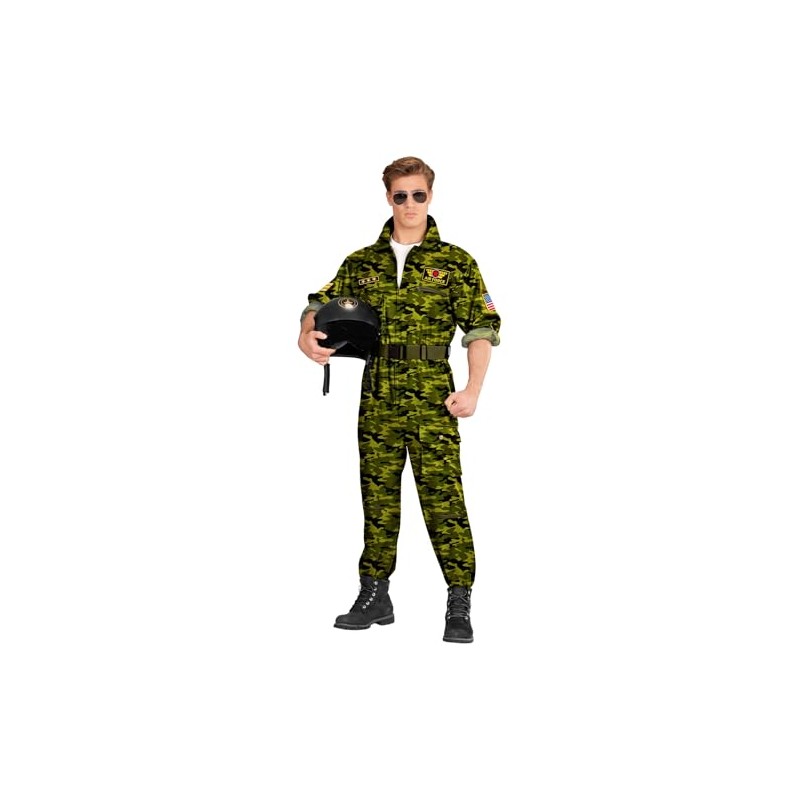 MIMIKRY Men's Costume Fighter Jet Pilot Camouflage Green Fighter Aviator