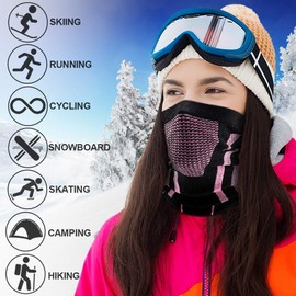 WTACTFUL Winter Neck Gaiter Neck Warmer Half Face Ski Mask Cover Shield for Cold Weather Windproof Tube Bandana Balaclava for Running Skiing Hunting Snowboarding Cycling Motorcycle Riding Pink