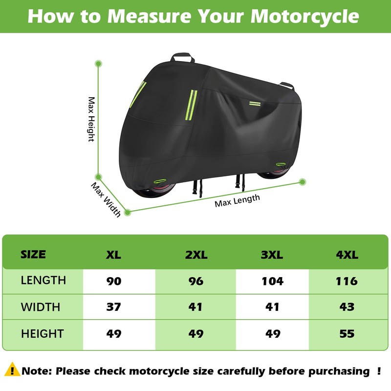 KALINCO Motorcycle Cover, 600D Waterproof Outdoor Motorcycle Cover, All Weather