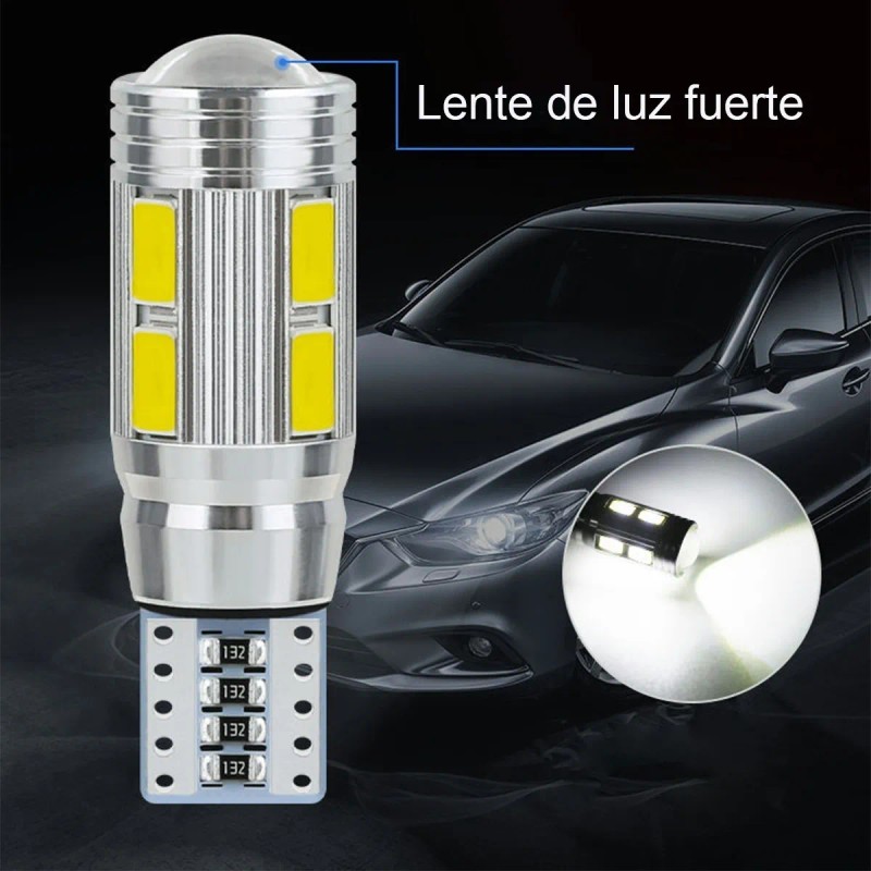 Par Faros Led T10 Lupa Canbus Pellizco Sin Señal Error