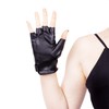 JISEN Women PU Leather Punk Gloves Fingerless Buckle Gloves Performance