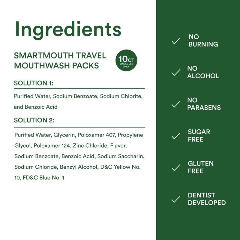SmartMouth Original Activated Mouthwash Single Packs, Travel Mouthwash, Fresh Mint,