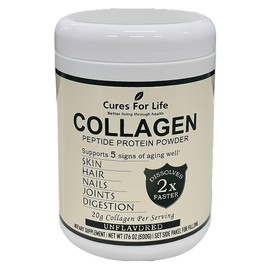 Cures For Life Collagen Peptides Powder – Hydrolyzed, Unflavored, 500g – Non-GMO, Kosher, Keto – Supports Skin, Hair, Nails, Joints & Digestion – Quick Dissolve, Pasture-Raised