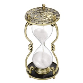 SuLiao Hourglass Sand Timer 60 Minute:Sun and Moon Engraving Brass Sand Clock, Metal White Sand Watch 60 Min,Antique Reloj De Arena 60 Minuots,Large 1 Hour Glass Sandglass for Gift Office Desk Decor