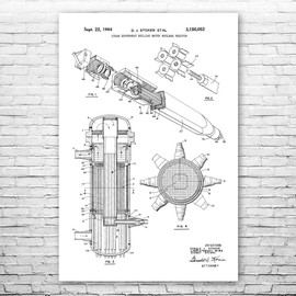 Superheated Steam Nuclear Reactor Poster Print, Power Plant Worker, Physicist Gift, Physics Lab Art, Power Technician Black & White (9 inch x 12 inch)