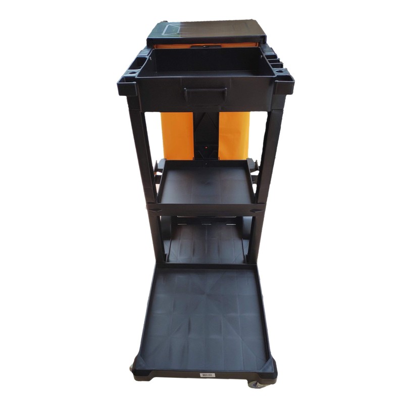 SIMPLI-MAGIC Janitorial Cart, 330 lbs Capacity – 3-Shelf Commercial Housekeeping